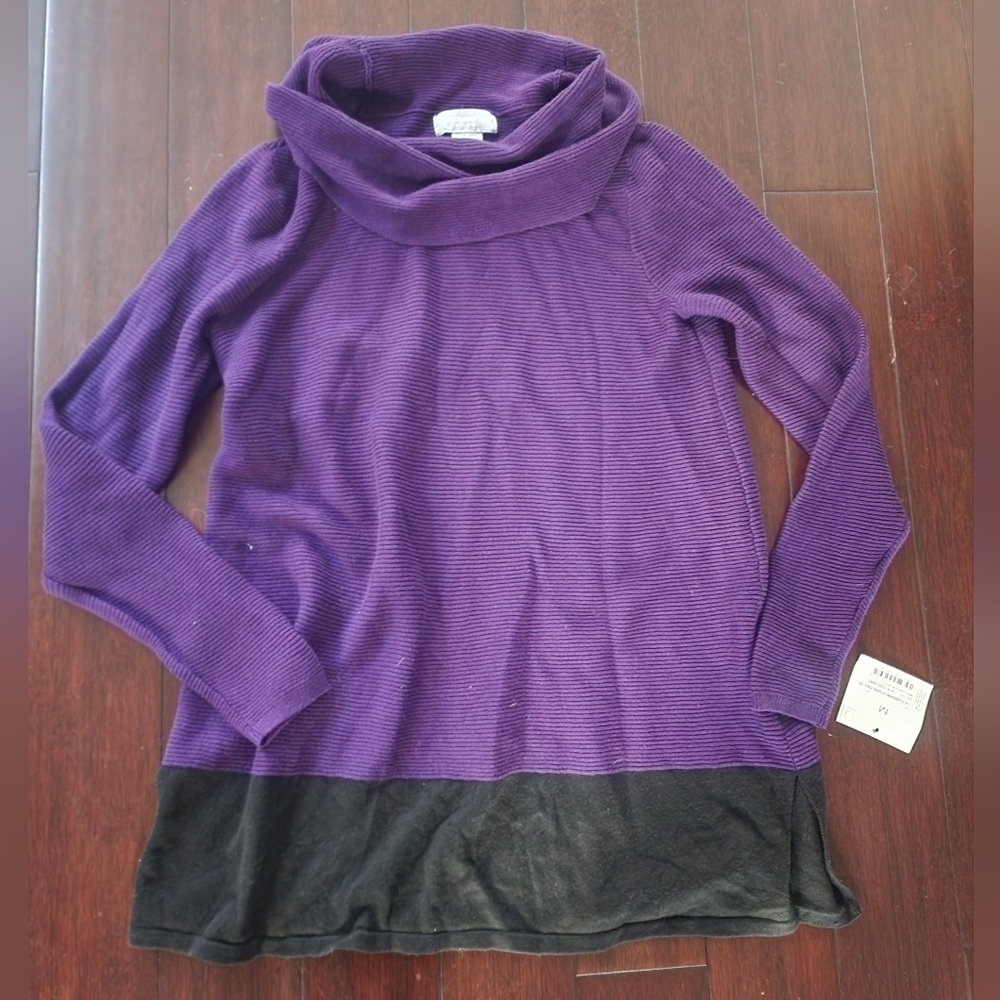 Liz Claiborne Deep Purple and Black Cowl Neck Sweater